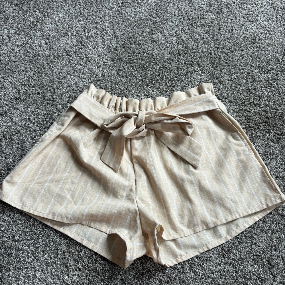 Love Tree Tan High Waist Shorts with Tie Belt